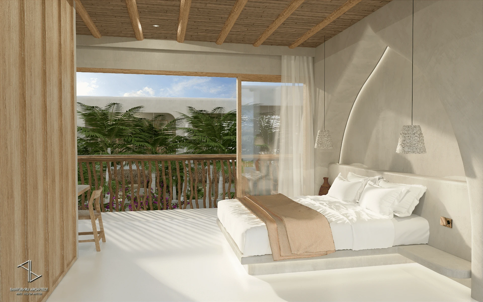 Dormitorio principal de una villa Passir