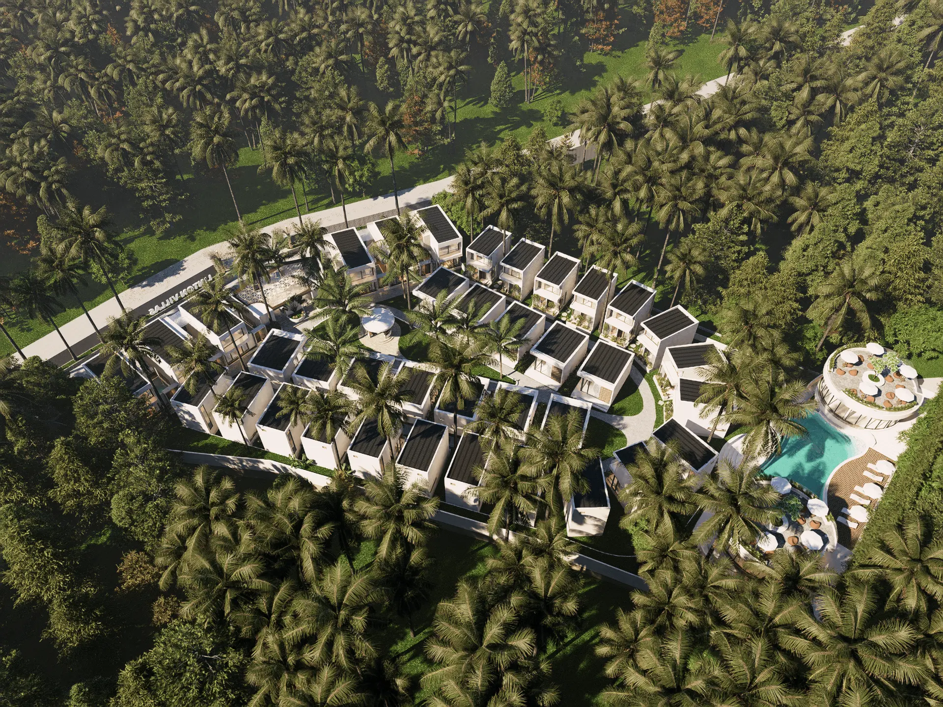 Vista aérea del complejo Linton Villas
