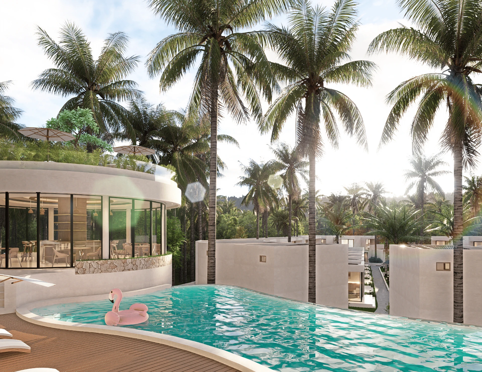 Piscina y clubhouse en Linton Villas